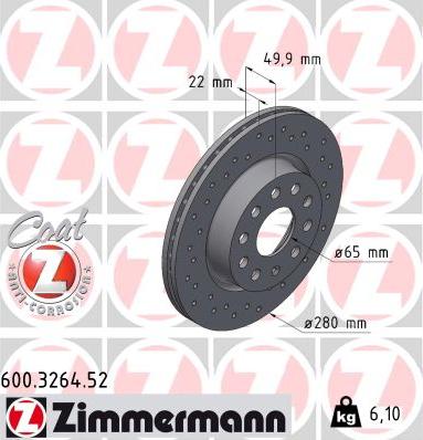 Zimmermann 600.3264.52 - Спирачен диск vvparts.bg