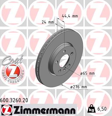 Zimmermann 600.3260.20 - Спирачен диск vvparts.bg