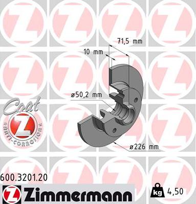 Zimmermann 600.3201.20 - Спирачен диск vvparts.bg