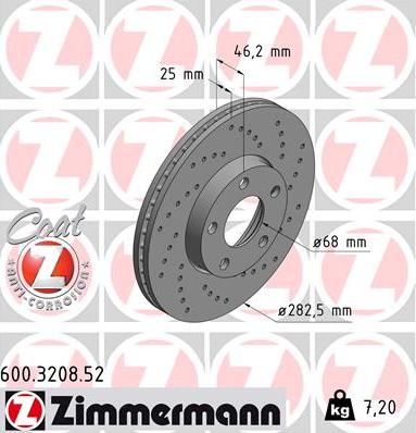 Zimmermann 600.3208.52 - Спирачен диск vvparts.bg