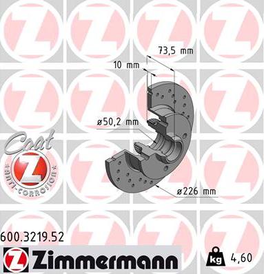 Zimmermann 600.3219.52 - Спирачен диск vvparts.bg