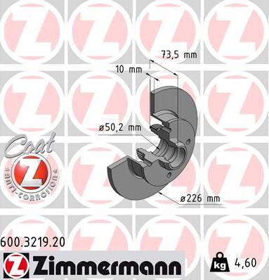 Zimmermann 600.3219.20 - Спирачен диск vvparts.bg