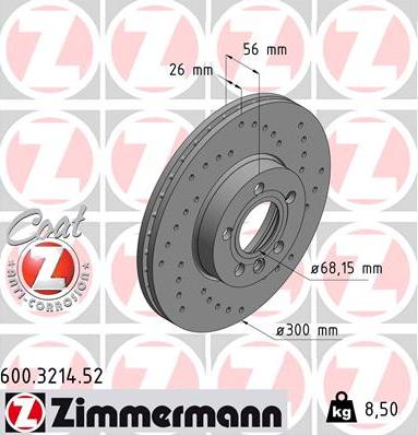 Zimmermann 600.3214.52 - Спирачен диск vvparts.bg