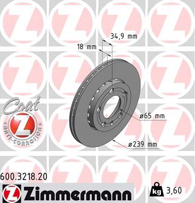 Zimmermann 600.3218.20 - Спирачен диск vvparts.bg