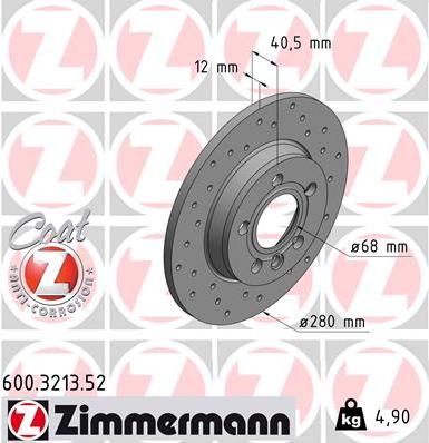 Zimmermann 600.3213.52 - Спирачен диск vvparts.bg