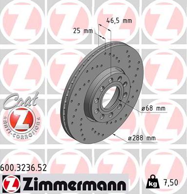 Zimmermann 600.3236.52 - Спирачен диск vvparts.bg