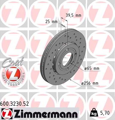 Zimmermann 600.3230.52 - Спирачен диск vvparts.bg