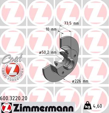 Zimmermann 600.3220.20 - Спирачен диск vvparts.bg