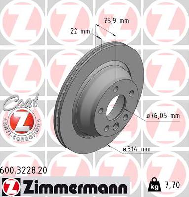 Zimmermann 600.3228.20 - Спирачен диск vvparts.bg