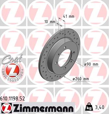 Zimmermann 610.1198.52 - Спирачен диск vvparts.bg