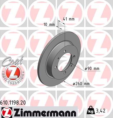 Zimmermann 610.1198.20 - Спирачен диск vvparts.bg