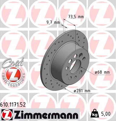 Zimmermann 610.1171.52 - Спирачен диск vvparts.bg