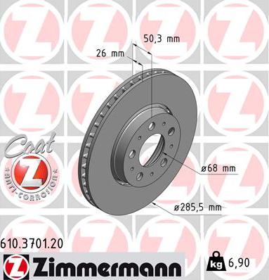 Zimmermann 610.3701.20 - Спирачен диск vvparts.bg