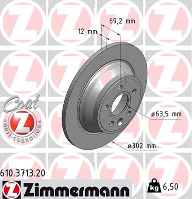 Zimmermann 610.3713.20 - Спирачен диск vvparts.bg