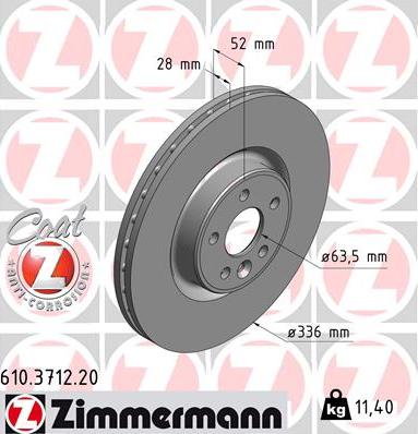 Zimmermann 610.3712.20 - Спирачен диск vvparts.bg