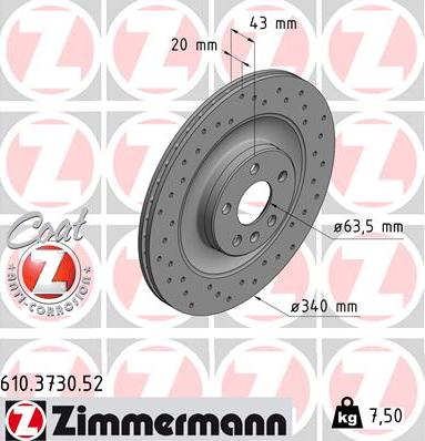 Zimmermann 610.3730.52 - Спирачен диск vvparts.bg