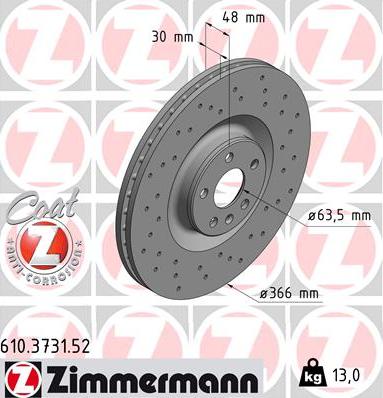 Zimmermann 610.3731.52 - Спирачен диск vvparts.bg