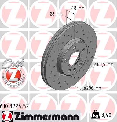Zimmermann 610.3724.52 - Спирачен диск vvparts.bg