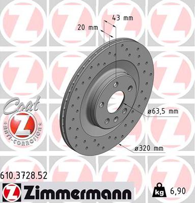 Zimmermann 610.3728.52 - Спирачен диск vvparts.bg