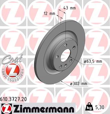 Zimmermann 610.3727.20 - Спирачен диск vvparts.bg