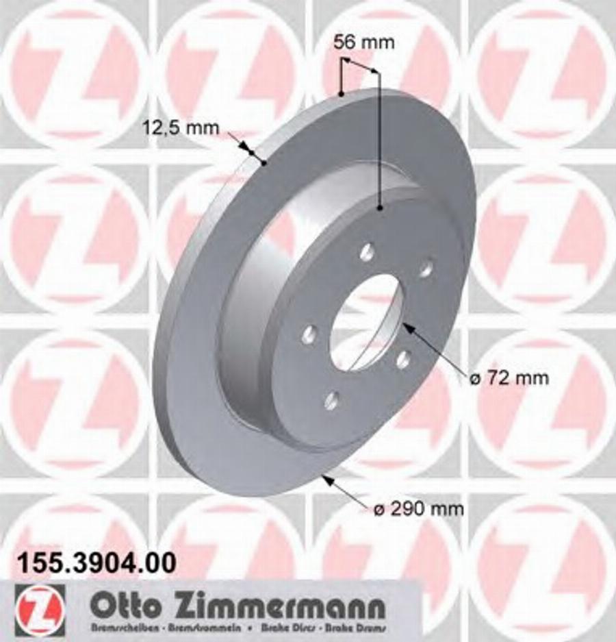 Zimmermann 155.3904.00 - Спирачен диск vvparts.bg