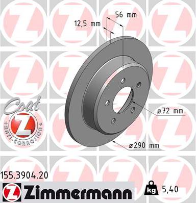Zimmermann 155.3904.20 - Спирачен диск vvparts.bg