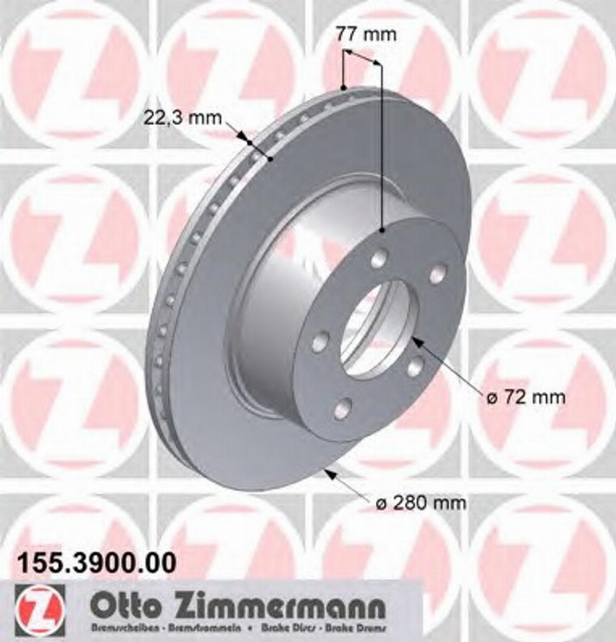 Zimmermann 155.3900.00 - Спирачен диск vvparts.bg