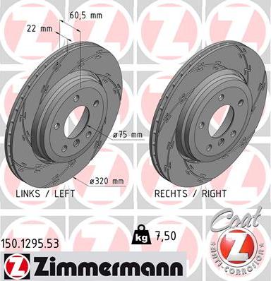 Zimmermann 150.1295.53 - Спирачен диск vvparts.bg