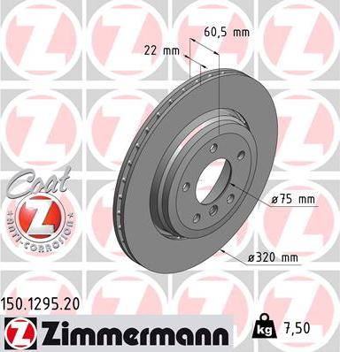 Zimmermann 150.1295.20 - Спирачен диск vvparts.bg