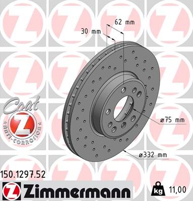 Zimmermann 150.1297.52 - Спирачен диск vvparts.bg