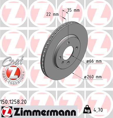 Zimmermann 150.1258.20 - Спирачен диск vvparts.bg