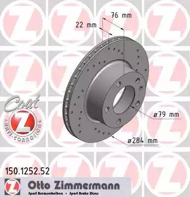 Zimmermann 150.1252.52 - Спирачен диск vvparts.bg