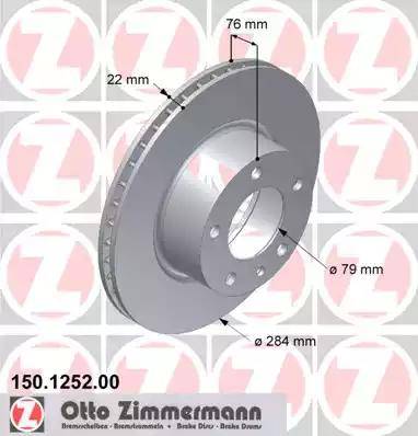 Zimmermann 150.1252.00 - Спирачен диск vvparts.bg