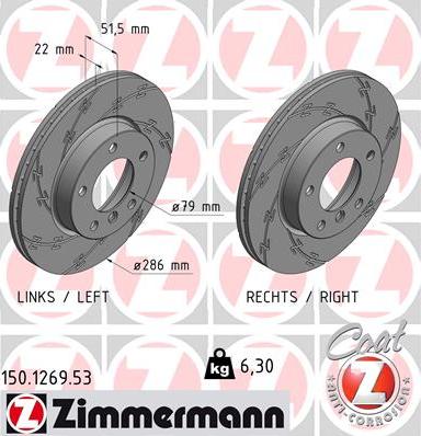 Zimmermann 150.1269.53 - Спирачен диск vvparts.bg