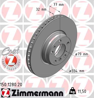 Zimmermann 150.1280.20 - Спирачен диск vvparts.bg