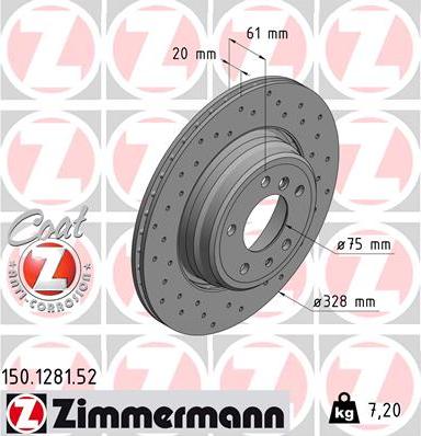 Zimmermann 150.1281.52 - Спирачен диск vvparts.bg