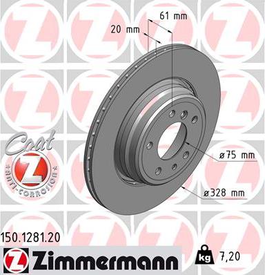 Zimmermann 150.1281.20 - Спирачен диск vvparts.bg