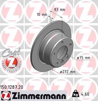 Zimmermann 150.1287.20 - Спирачен диск vvparts.bg