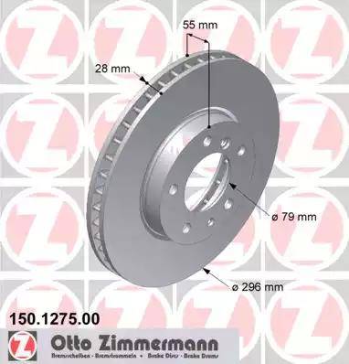 Zimmermann 150.1275.00 - Спирачен диск vvparts.bg