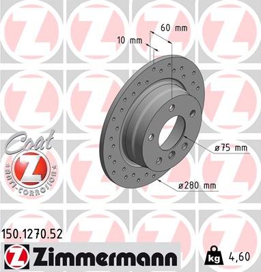 Zimmermann 150.1270.52 - Спирачен диск vvparts.bg