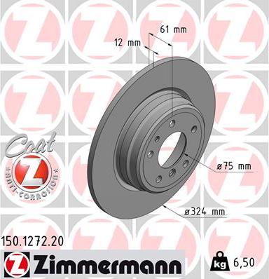 Zimmermann 150.1272.20 - Спирачен диск vvparts.bg