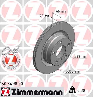 Zimmermann 150.3498.20 - Спирачен диск vvparts.bg