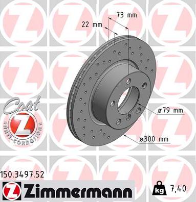 Zimmermann 150.3497.52 - Спирачен диск vvparts.bg