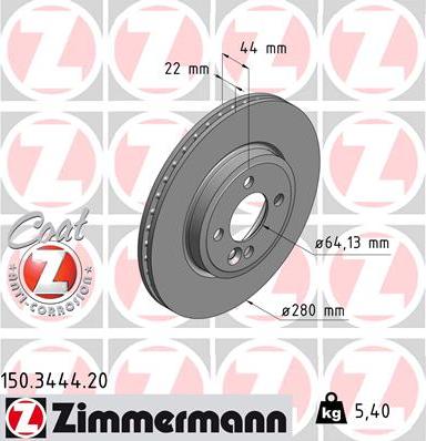 Zimmermann 150.3444.20 - Спирачен диск vvparts.bg