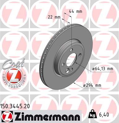 Zimmermann 150.3445.20 - Спирачен диск vvparts.bg