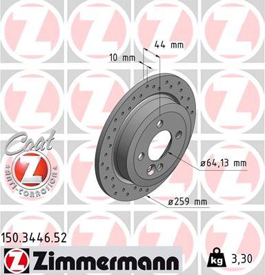 Zimmermann 150.3446.52 - Спирачен диск vvparts.bg