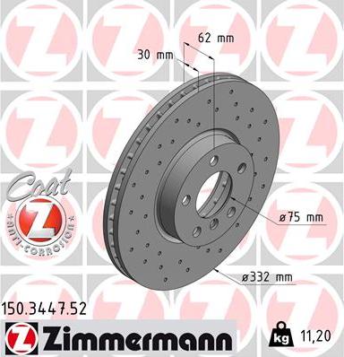 Zimmermann 150.3447.52 - Спирачен диск vvparts.bg