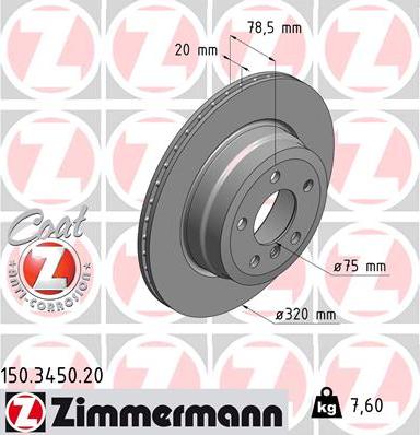 Zimmermann 150.3450.20 - Спирачен диск vvparts.bg