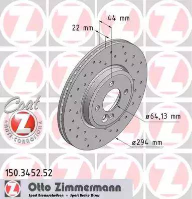 Zimmermann 150.3452.52 - Спирачен диск vvparts.bg