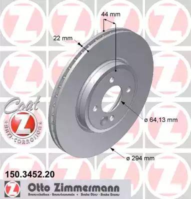 Zimmermann 150.3452.20 - Спирачен диск vvparts.bg